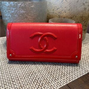 Chanel Red Leather Wallet